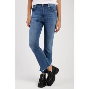 Citizens of Humanity Cotton Denim Isola Cropped Boot Jeans Blue Women's Size 24